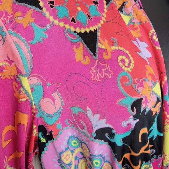 Josie NATORI Pink Multi Hollywood Boho Wrap/Robe Size Medium - Picture 7 of 10